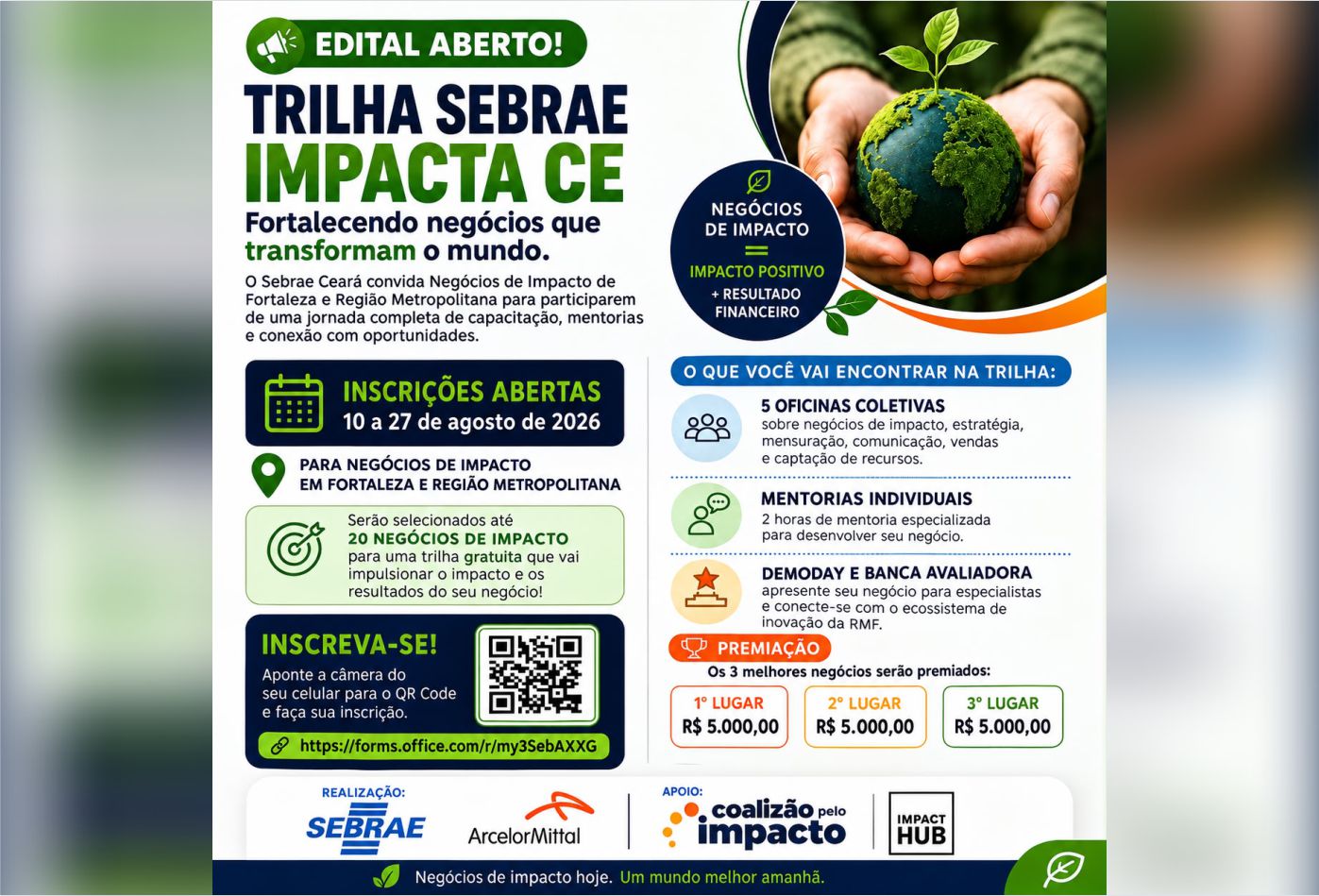 Sebrae e ArcelorMittal abrem inscrições para trilha de desenvolvimento de negócios de impacto em Fortaleza